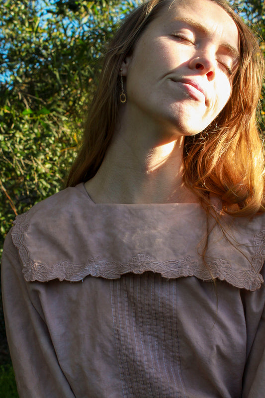 Cutch & Logwood Embroidered Collared Crop