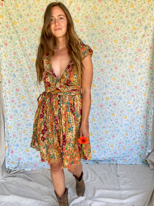 Cutch Floral Ruffled Wrap Dress