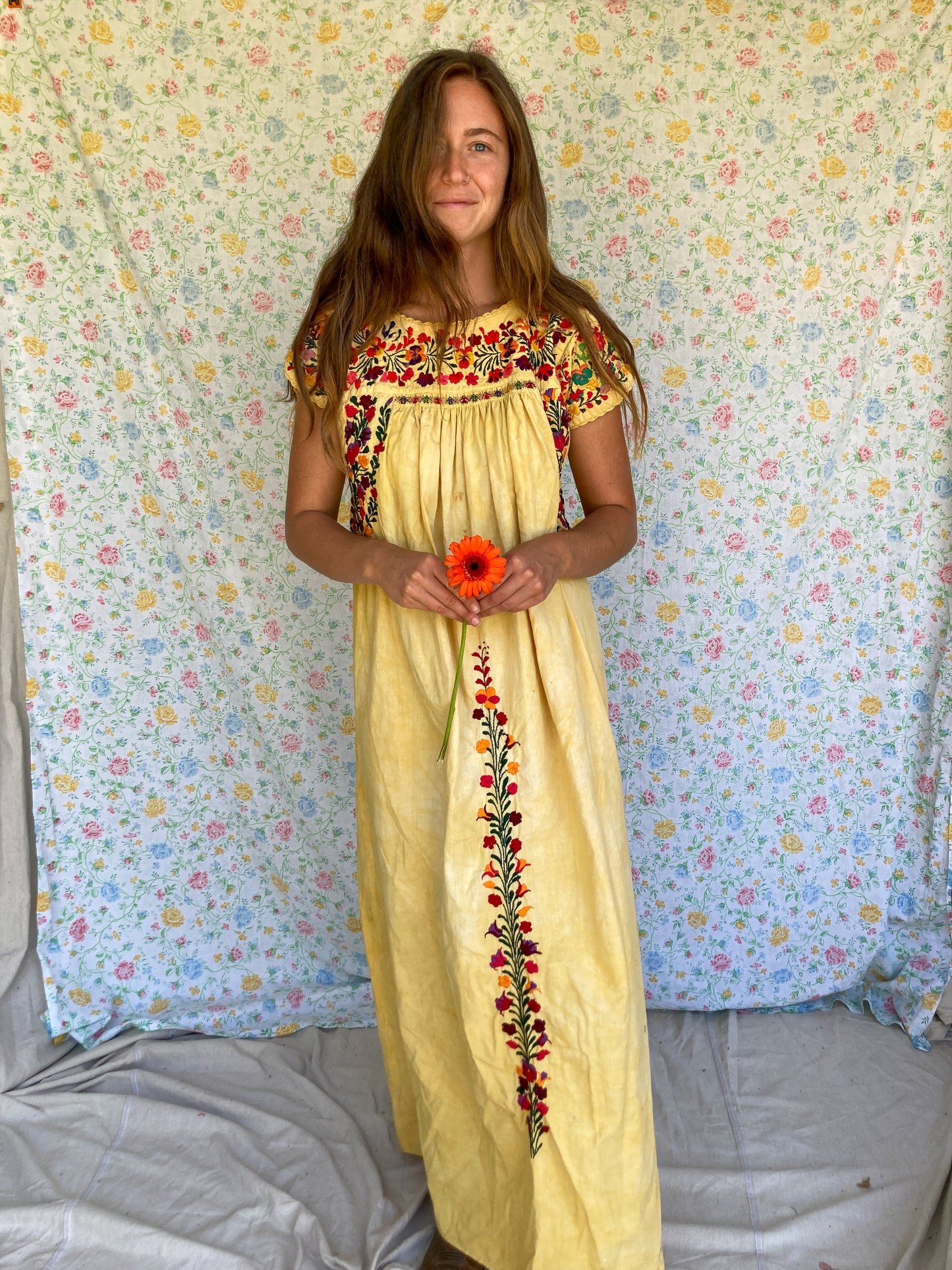 Marigold Traditional Fuschia Huipil Dress