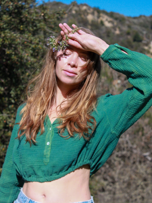 Indigo Gauze Turquois Crop