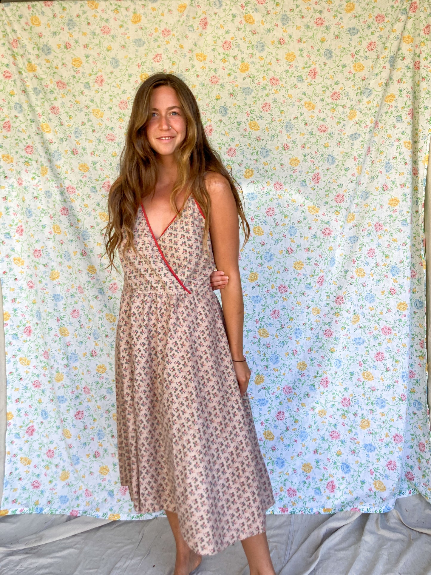 Cutch Floral Red Trim Sundress