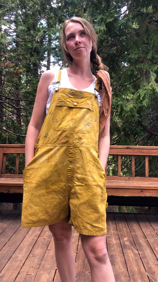 Marigold Embroidered Overalls