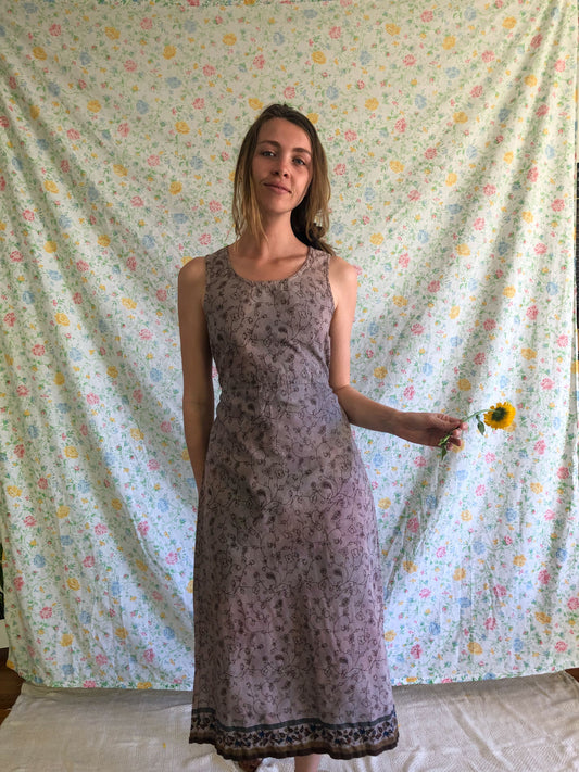 Indigo, Cutch, Logwood Floral Print Day Dress