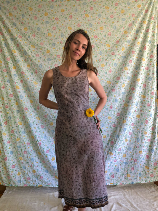 Indigo, Cutch, Logwood Floral Print Day Dress