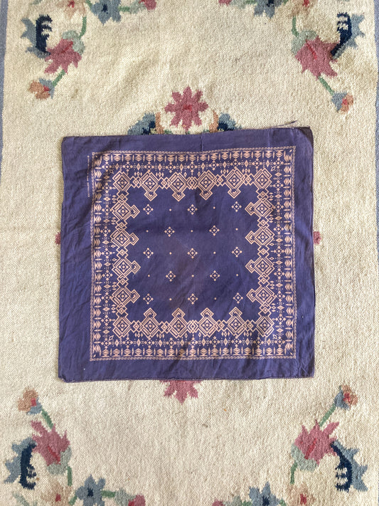 Cutch Dyed Blue Geometric Bandana