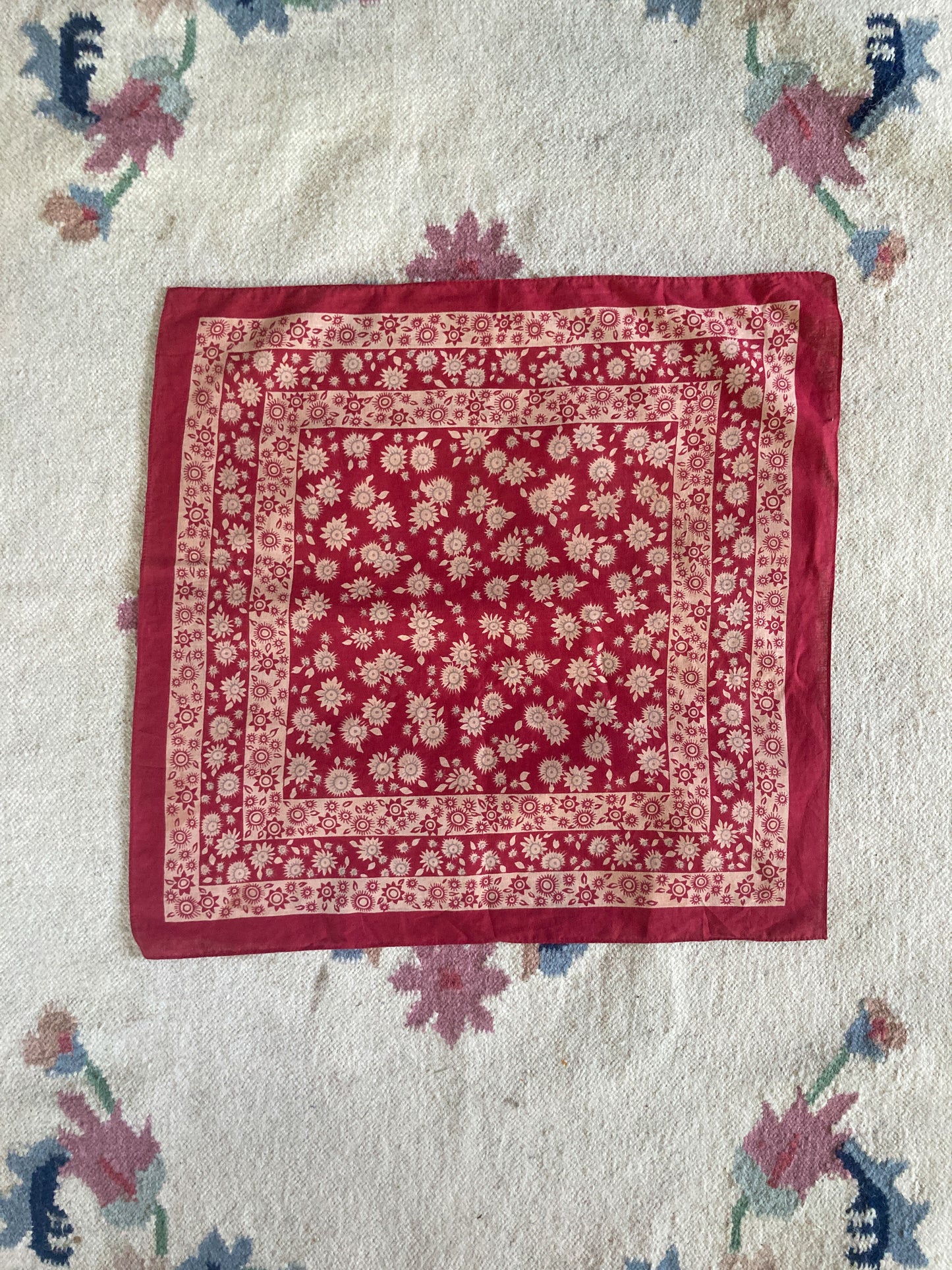 Cutch Dyed Red Floral Bandana