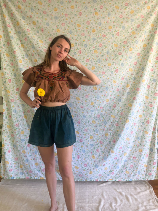 Cutch & Logwood Mulberry Embroidered Crop