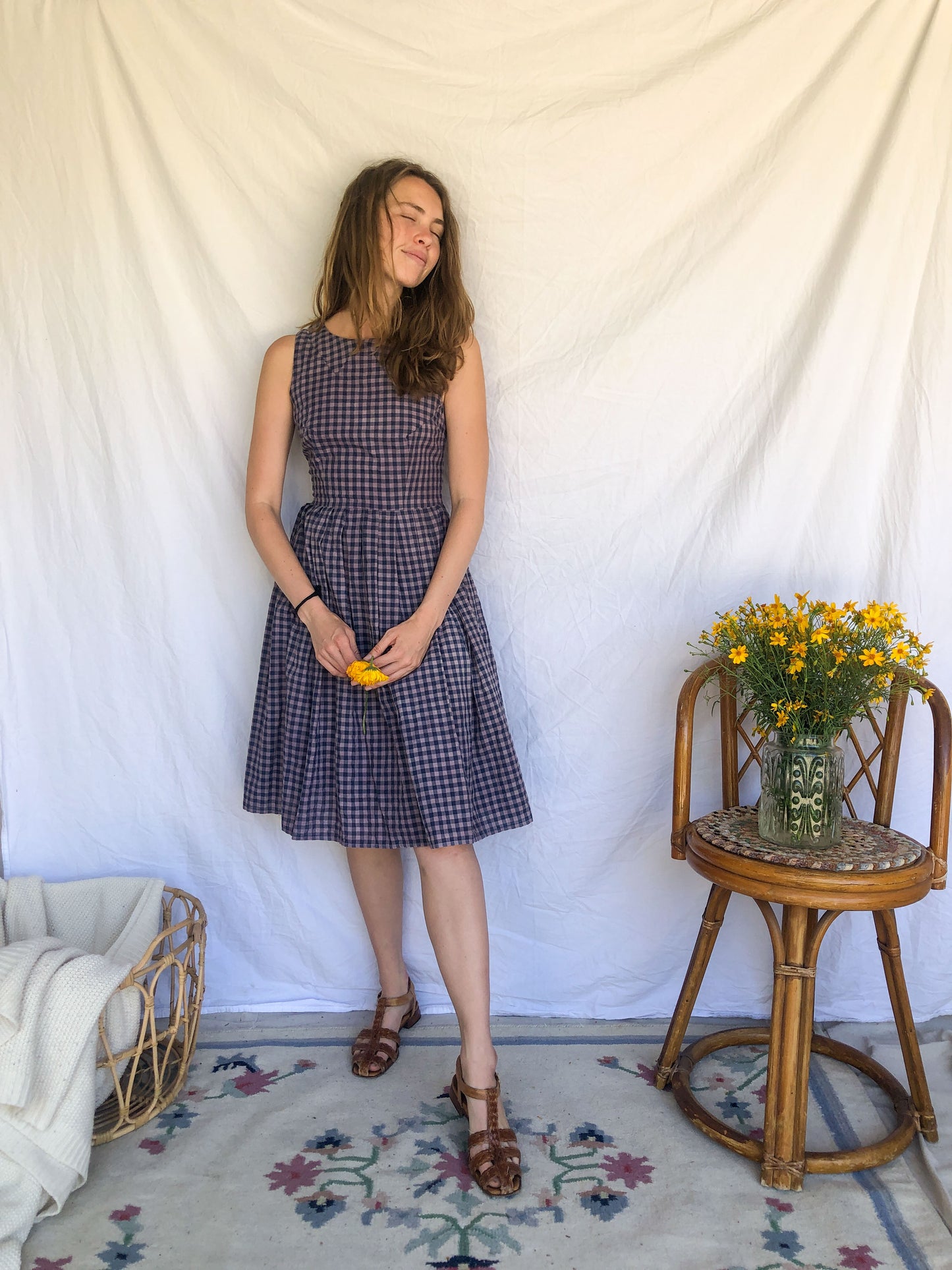 Plum Gingham Day Dress