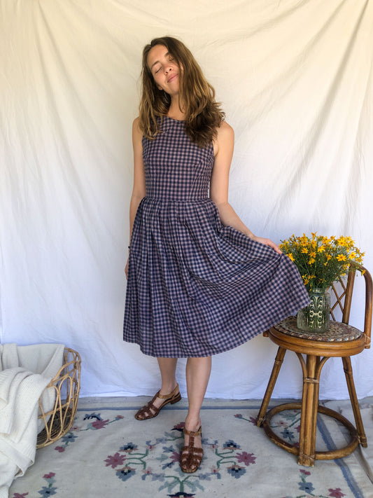 Plum Gingham Day Dress