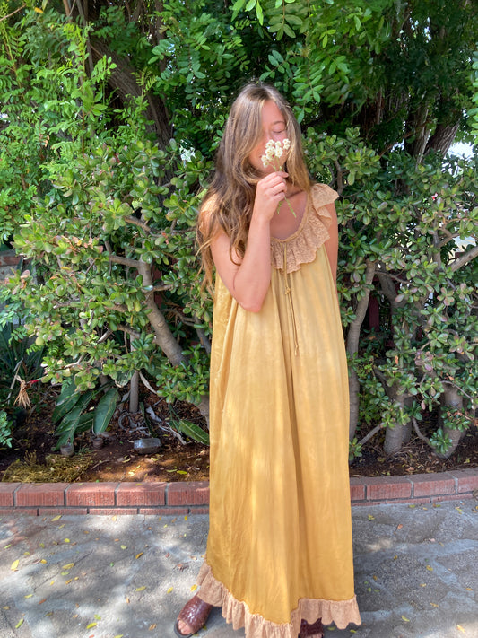 Cutch Ruffled Lace Silk Maxi Dress