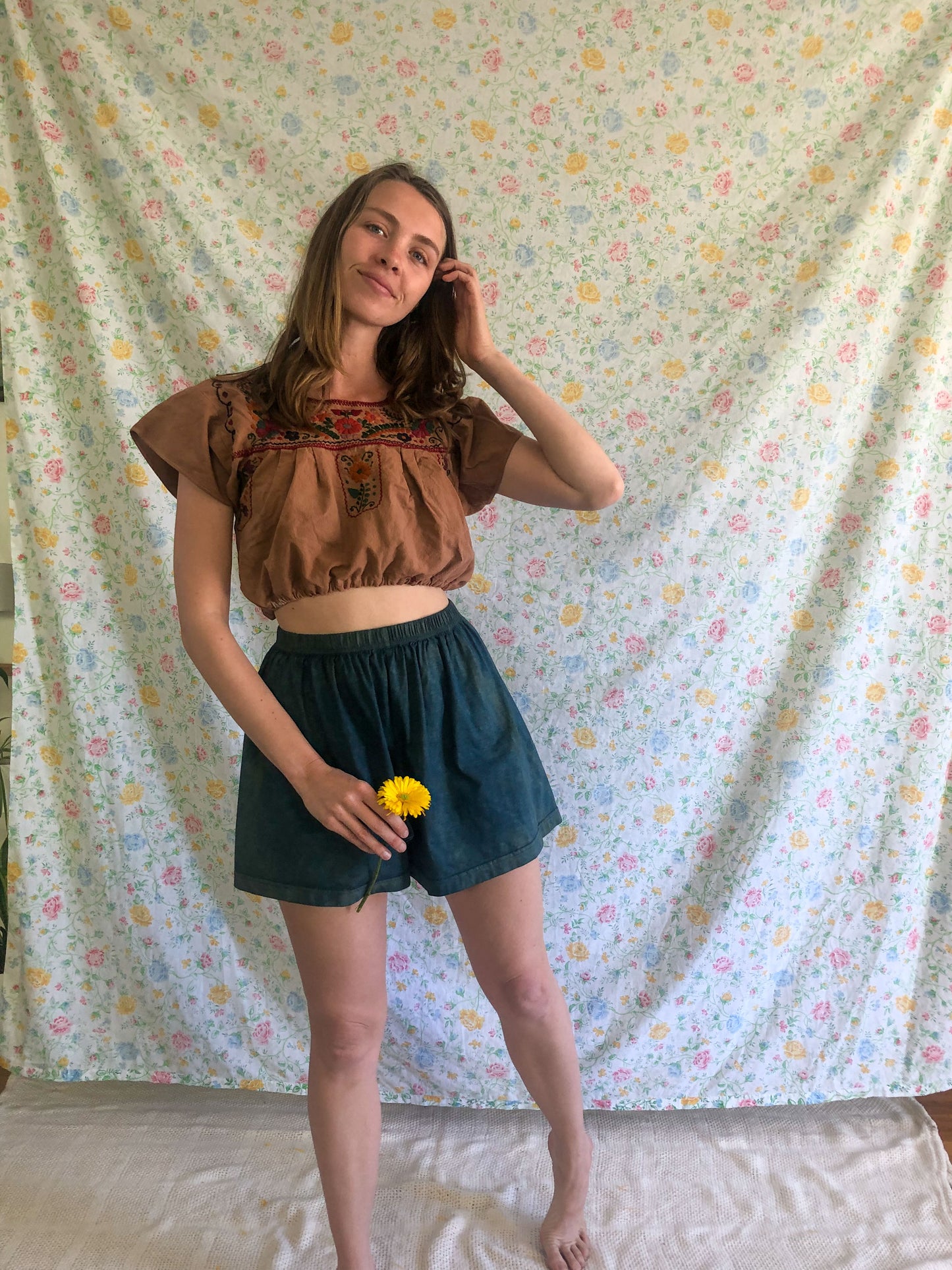 Cutch & Logwood Mulberry Embroidered Crop