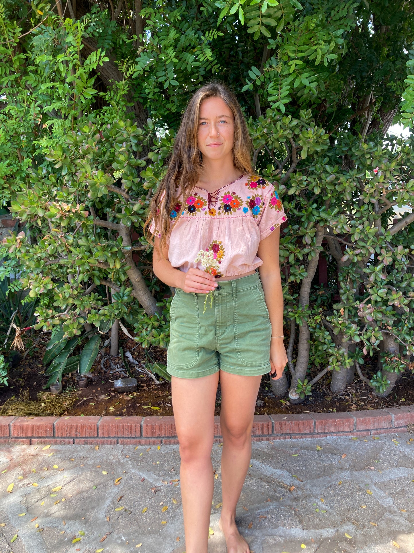 Lac Cropped Floral Huipil