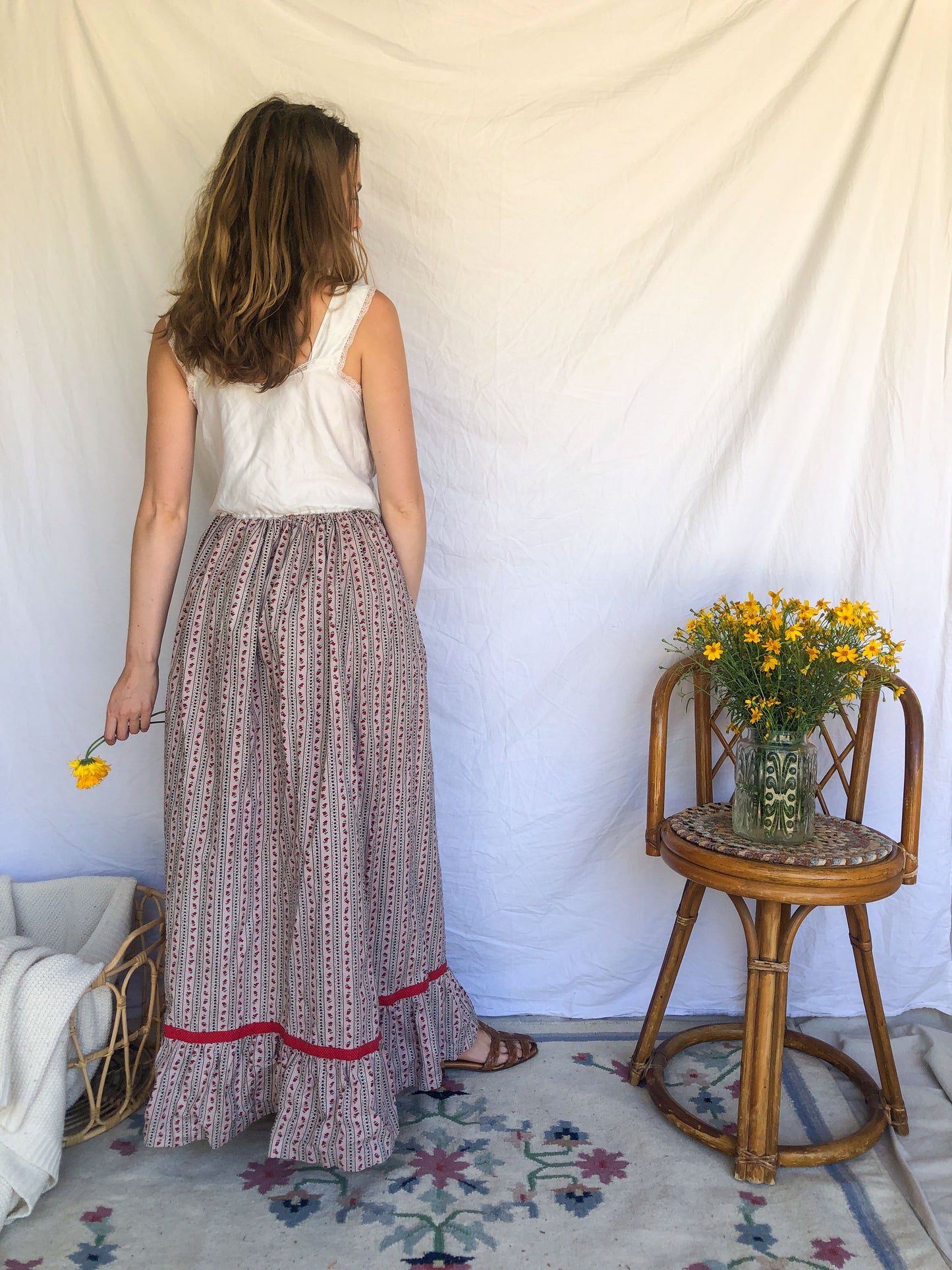Plum Floral Patterned Maxi Skirt