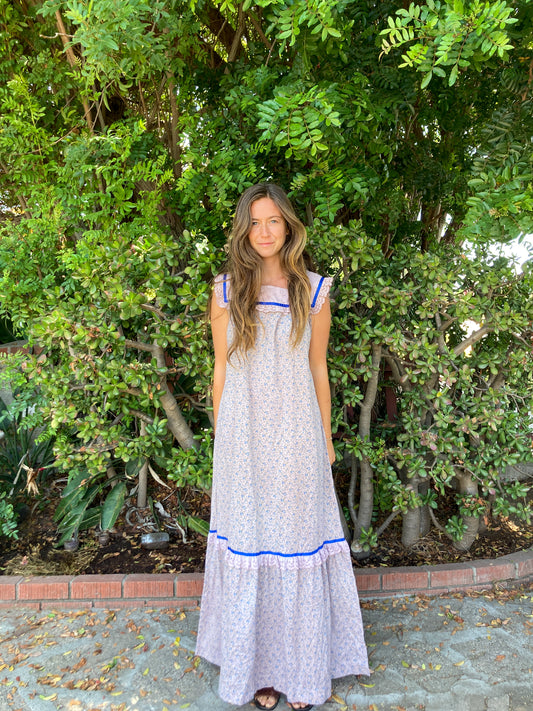 Plum Ditsty Floral Bib Dress