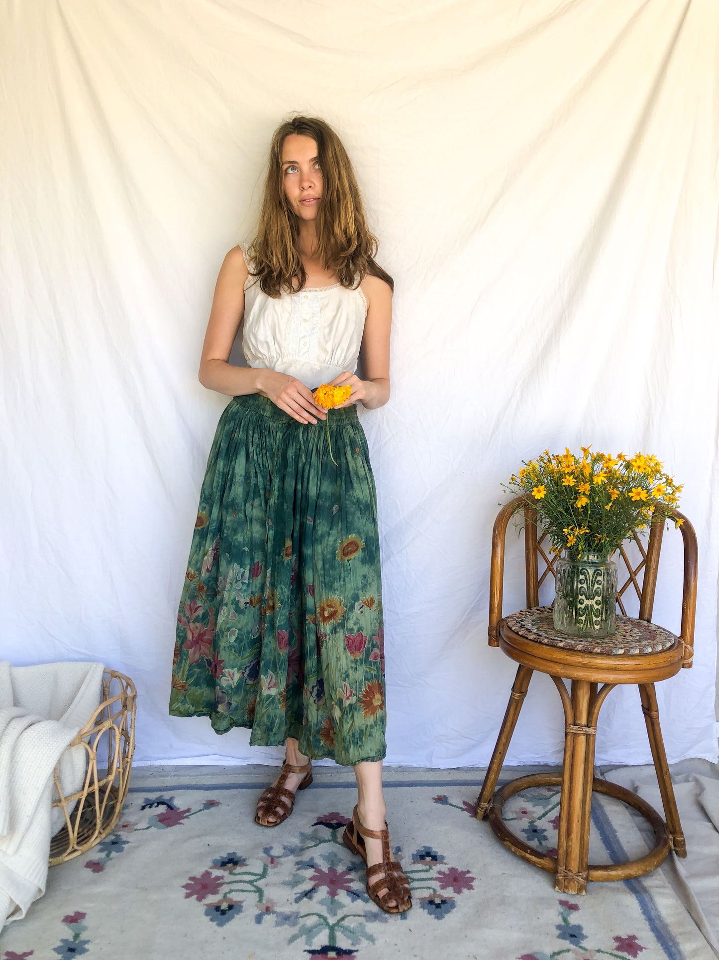 Chestnut Super Soft Floral Skirt