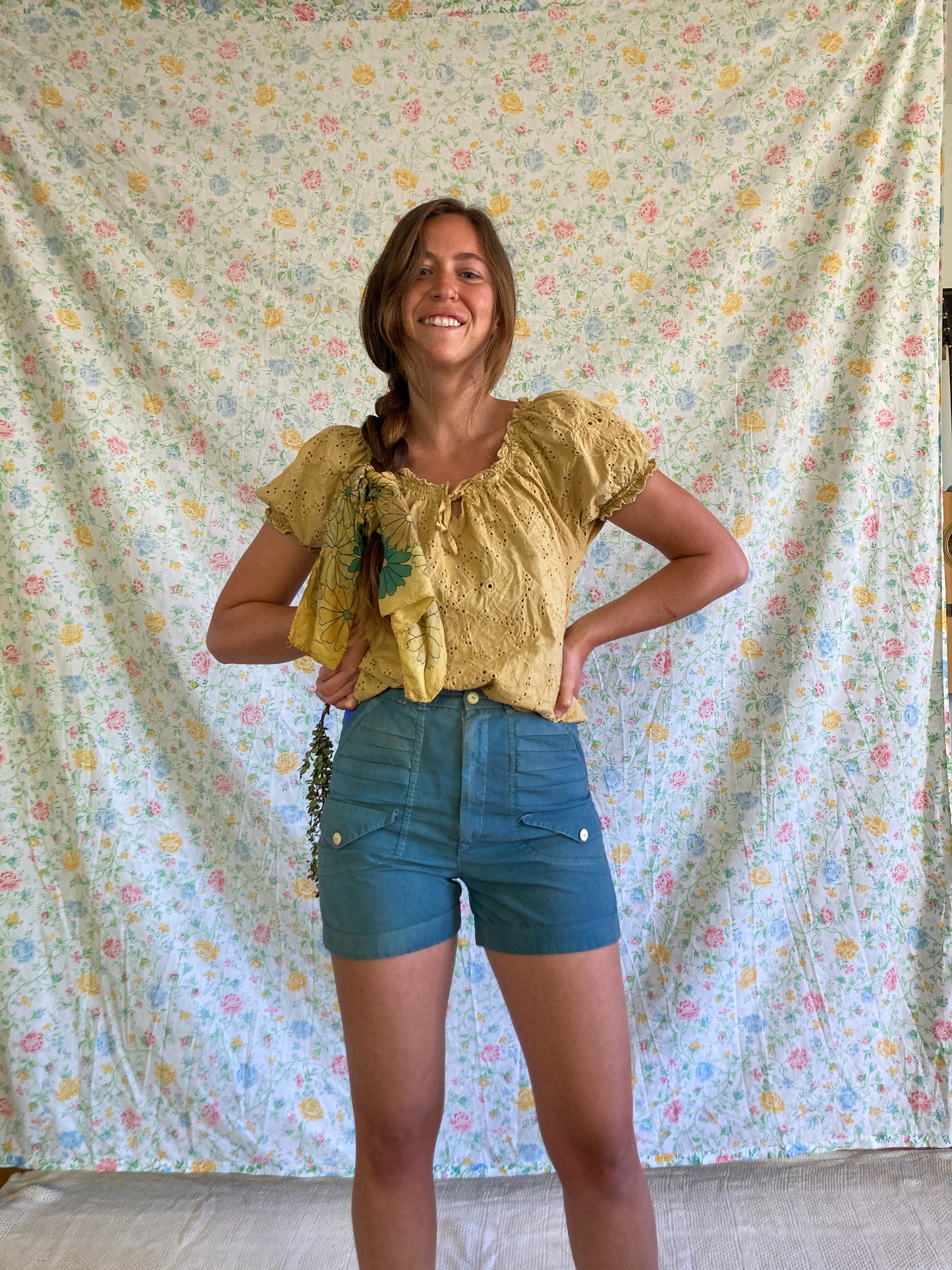 Marigold & Walnut Eyelet Top