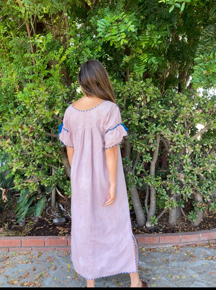 Plum Traditional Blue Huipil Dress