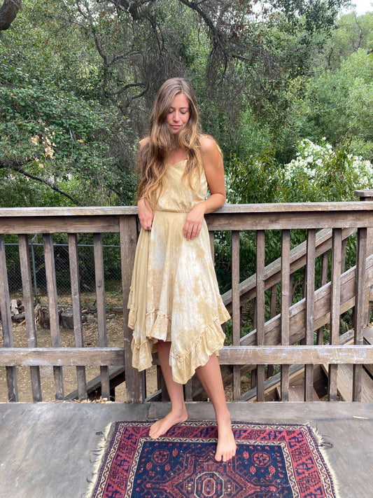 Chestnut Scrunched Asymmetrical Dress