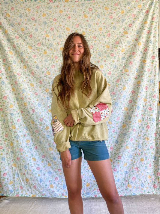 Marigold Patched Oversized Crew Sweatshirt