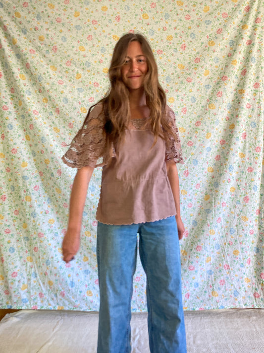 Cutch & Logwood Floral Lace Top