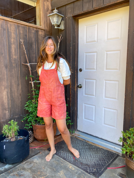 Madder Linen Short Overalls