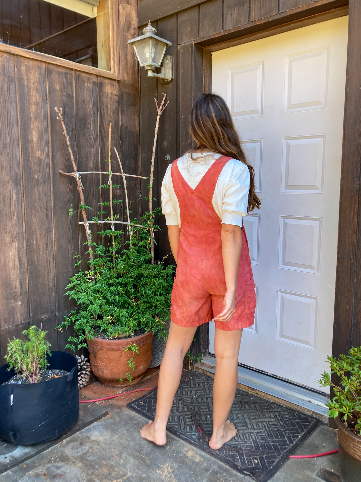 Madder Linen Short Overalls