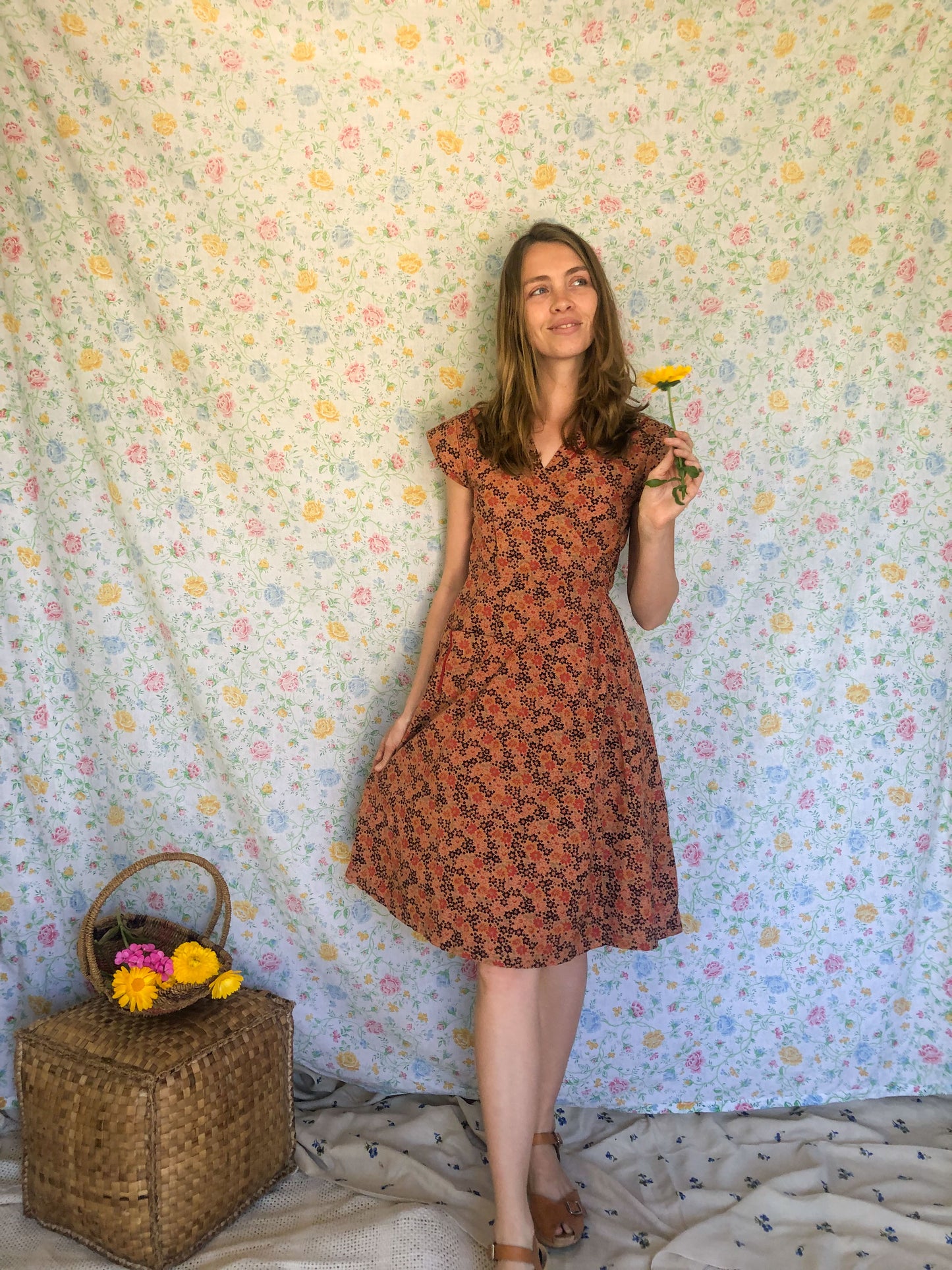 Madder Floral Printed Wrap Dress