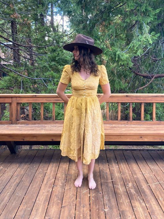 Marigold Floral Jaquard Fitted Dress