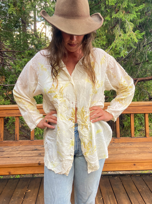 Marigold & Cosmo Leaf Bundle Dyed Silk Blouse