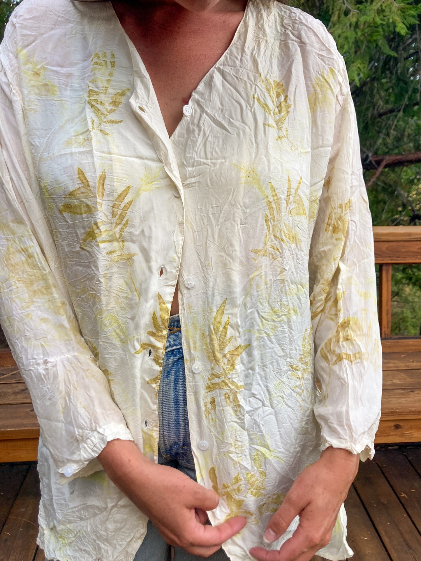 Marigold & Cosmo Leaf Bundle Dyed Silk Blouse