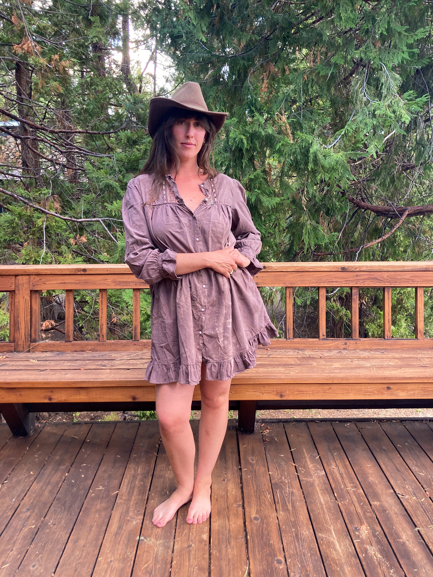 Sequoia Pearl Button Mini Frock