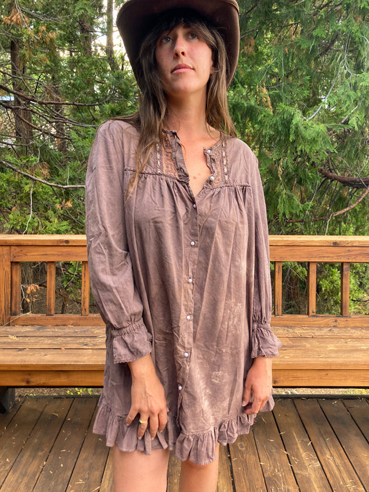 Sequoia Pearl Button Mini Frock