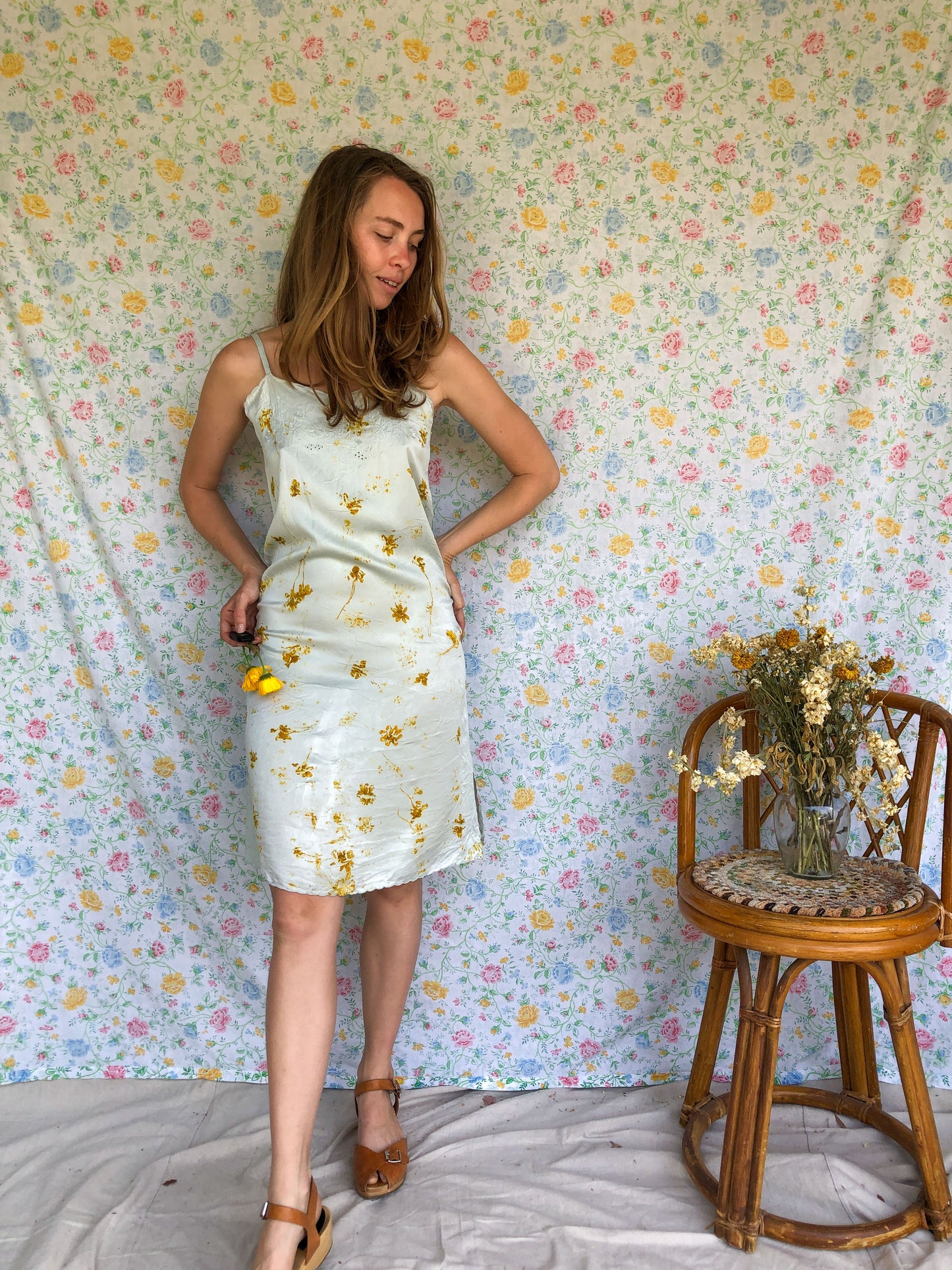 Marigold Bundled Silk Slip Dress