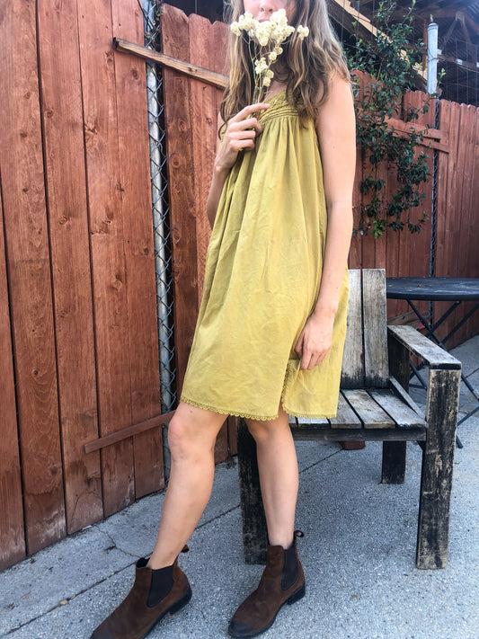 Marigold Embroidered Tank Dress