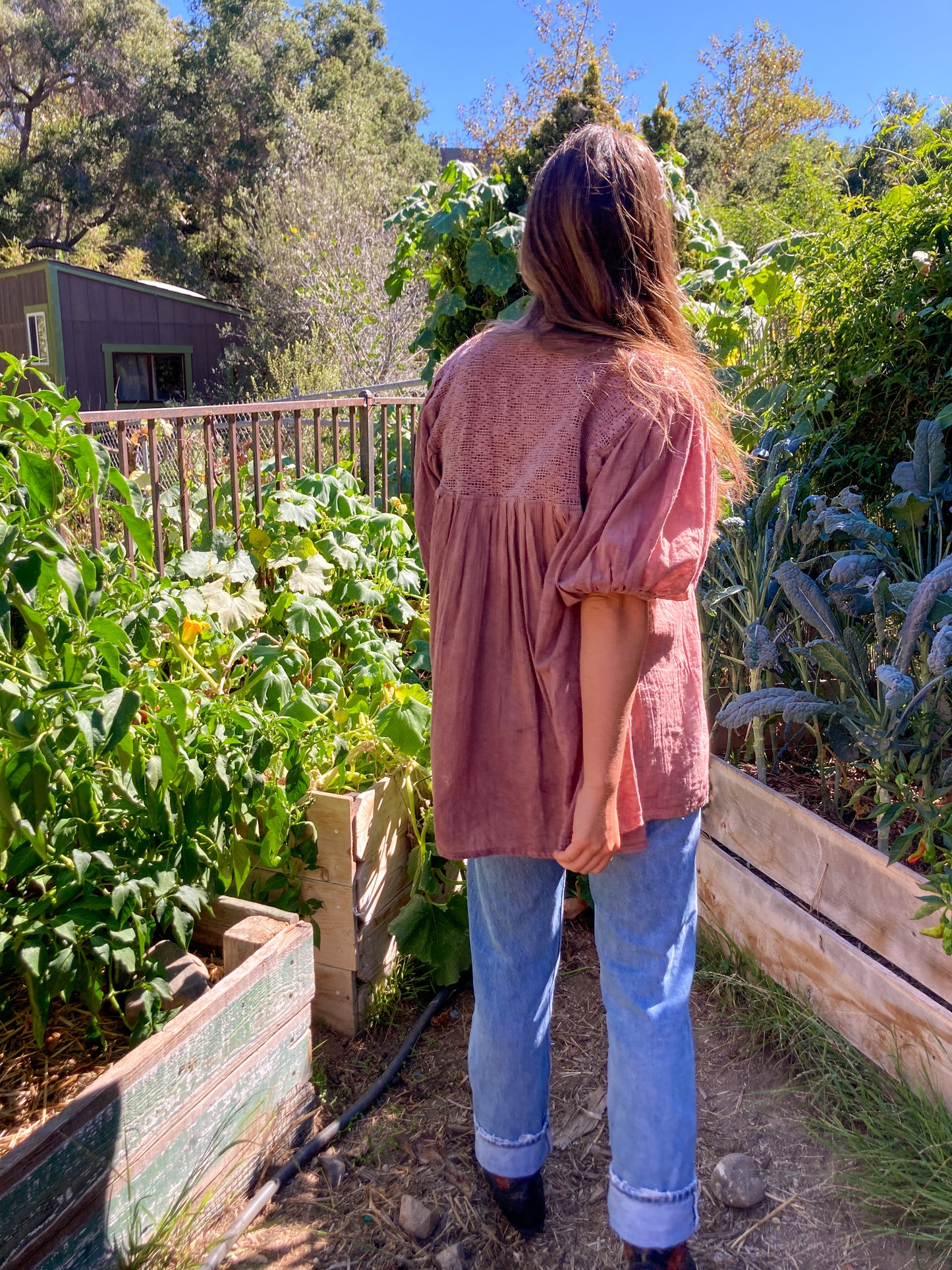 Sequoia & Lac Gauze Embroidered Puff Sleeve Blouse