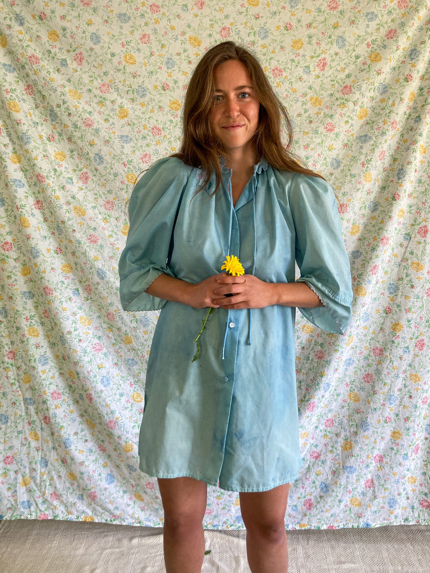 Indigo Embroidered Bed Dress