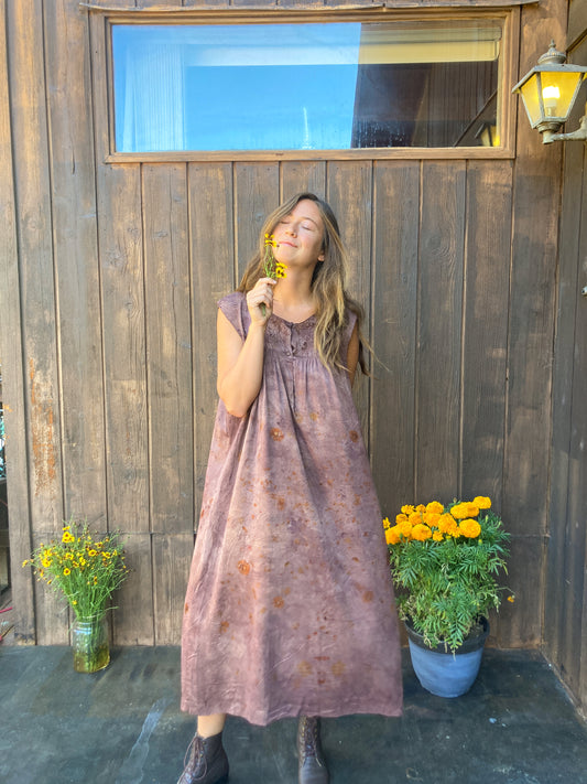 Sequoia, Madder, Coreopsis, Cosmo Silk Bundle Dyed Dream Dress