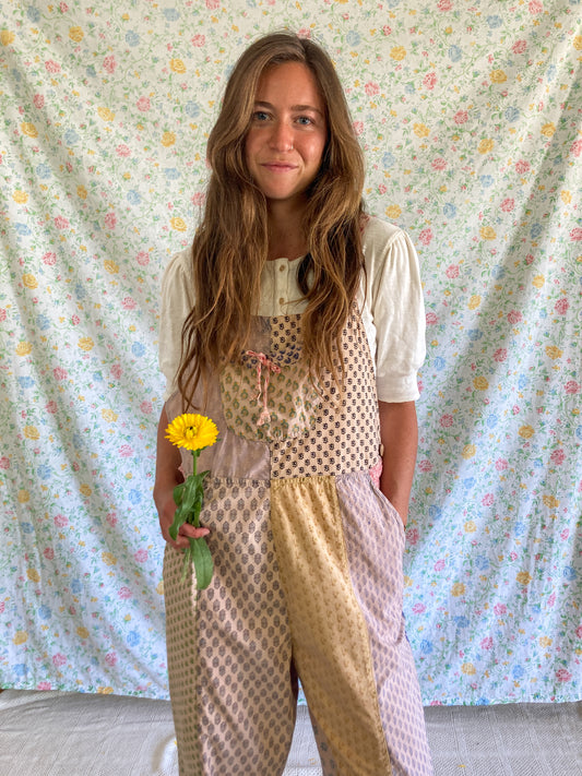 Cutch Patchwork Block Print Overalls