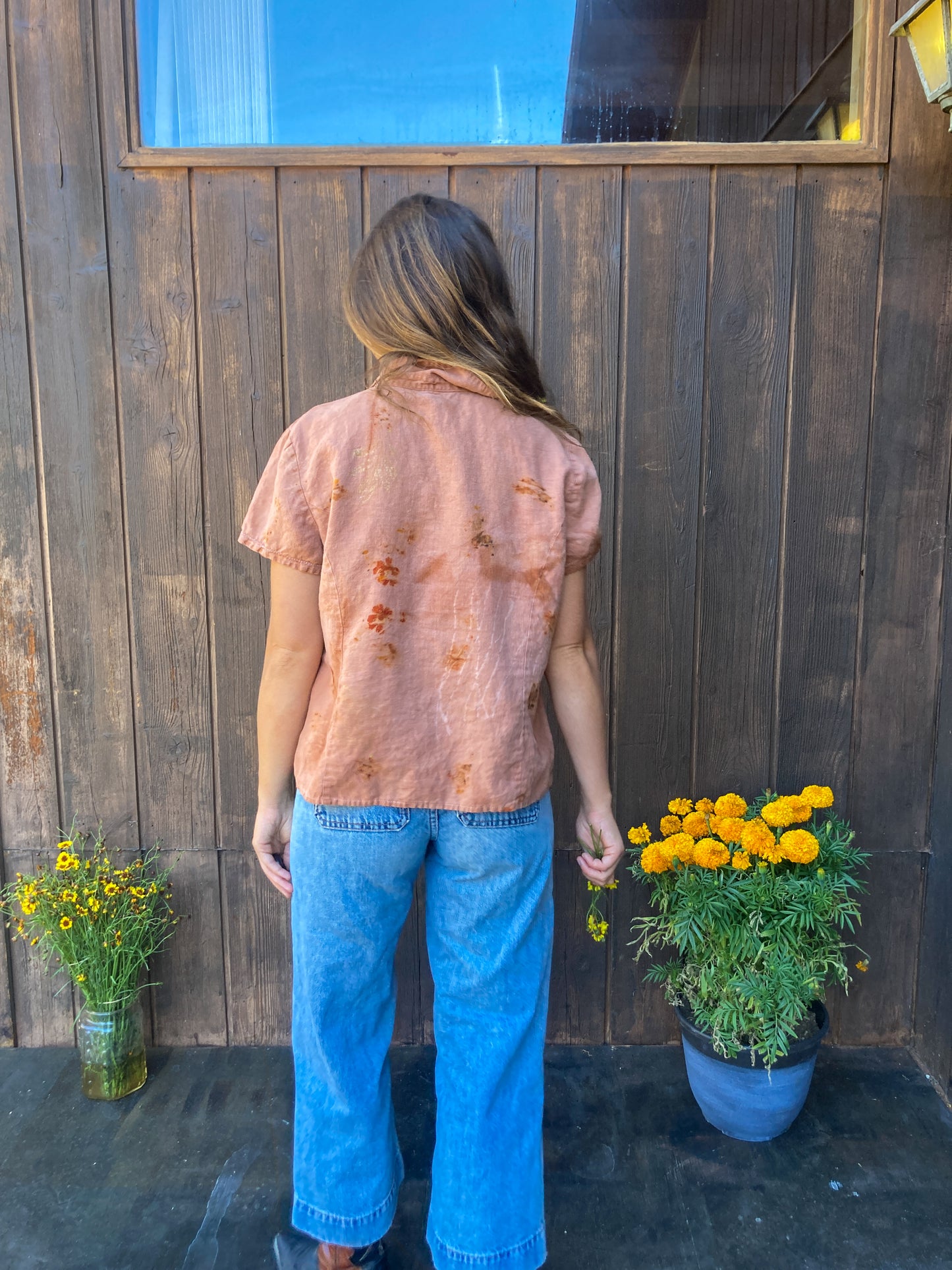 Cutch, Coreopsis, & Madder Silk Bundle Dyed Button Blouse