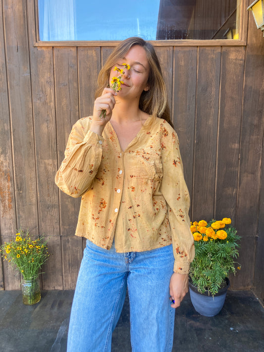 Cutch & Coreopsis Bundle Dyed Super Soft Button Blouse