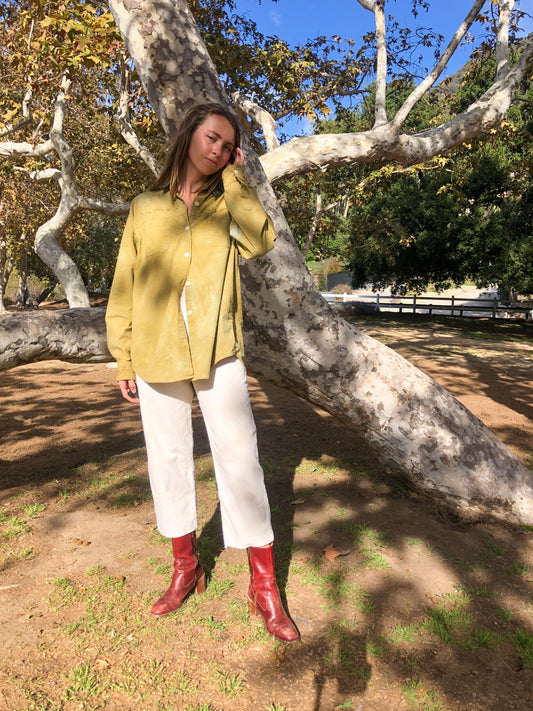 Marigold Floral Embroidered Collar Buttondown