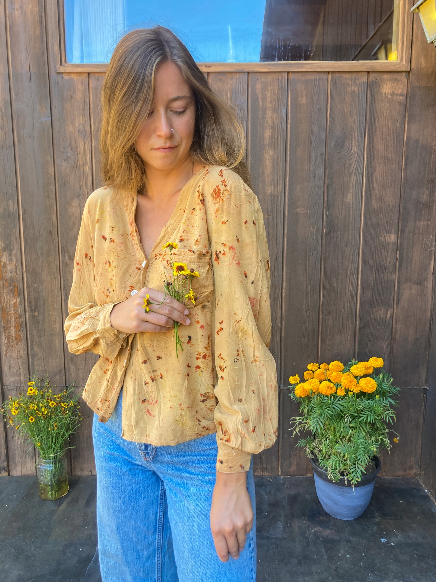 Cutch & Coreopsis Bundle Dyed Super Soft Button Blouse