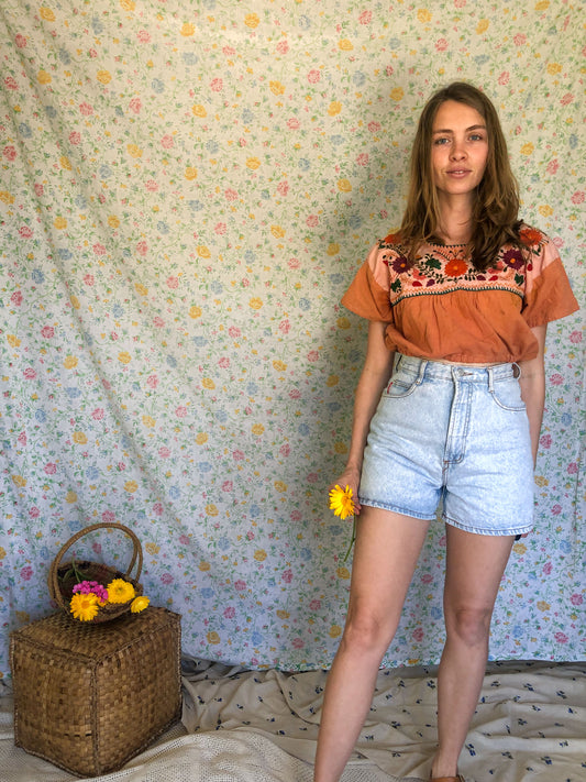 Marigold & Madder Two Toned Traditional Huipil Crop