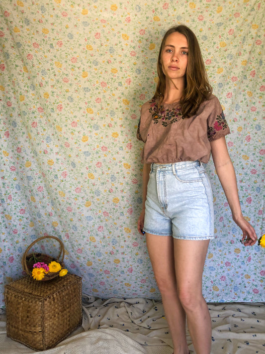 Cutch & Logwood Plum Traditional Huipil Crop