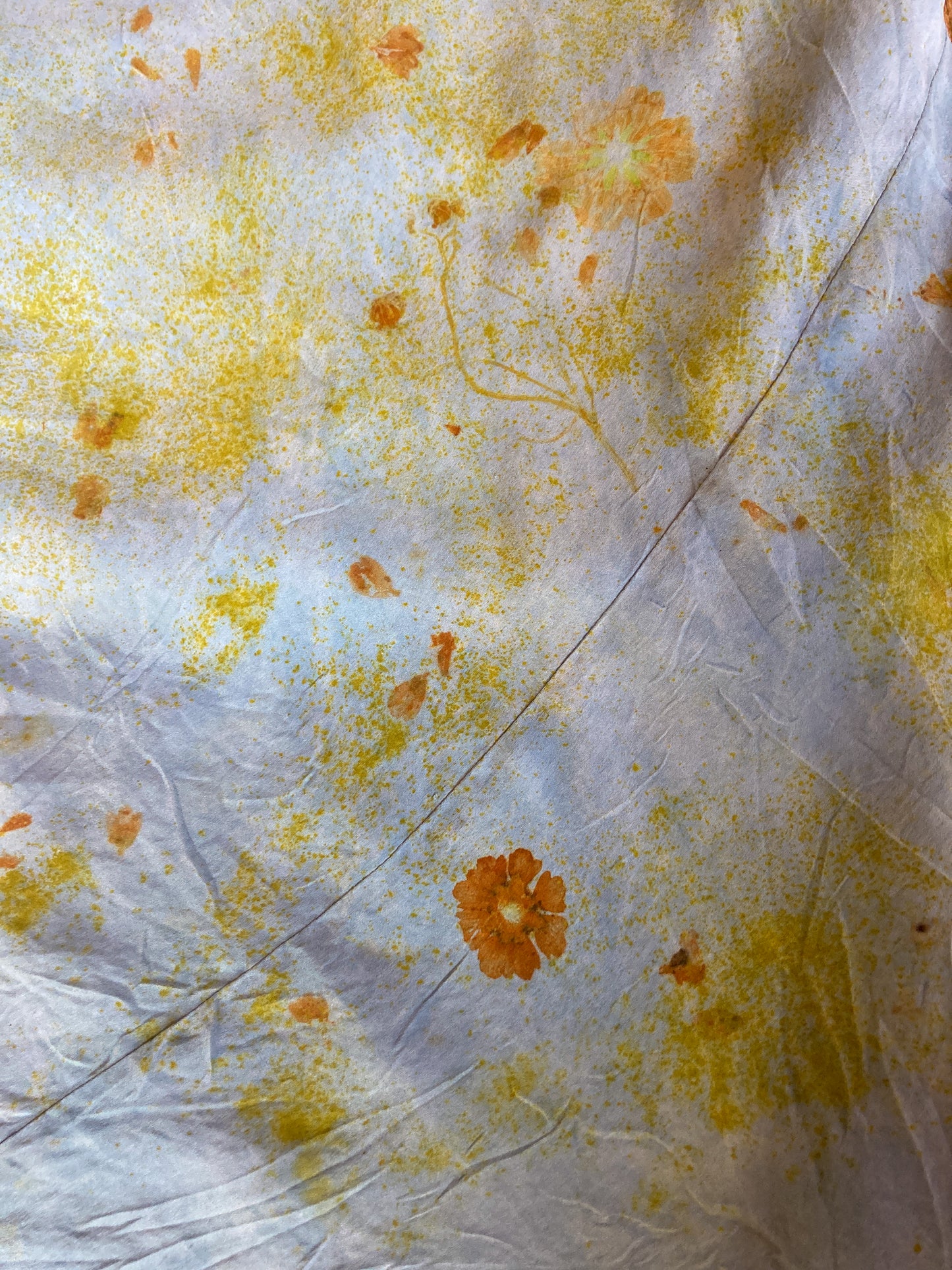 Indigo, Coreopsis, & Marigold Bundle Dyed Silk Lace Dress