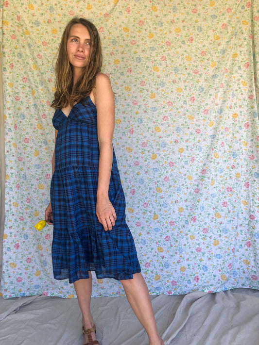 Indigo Plaid Summer Dress