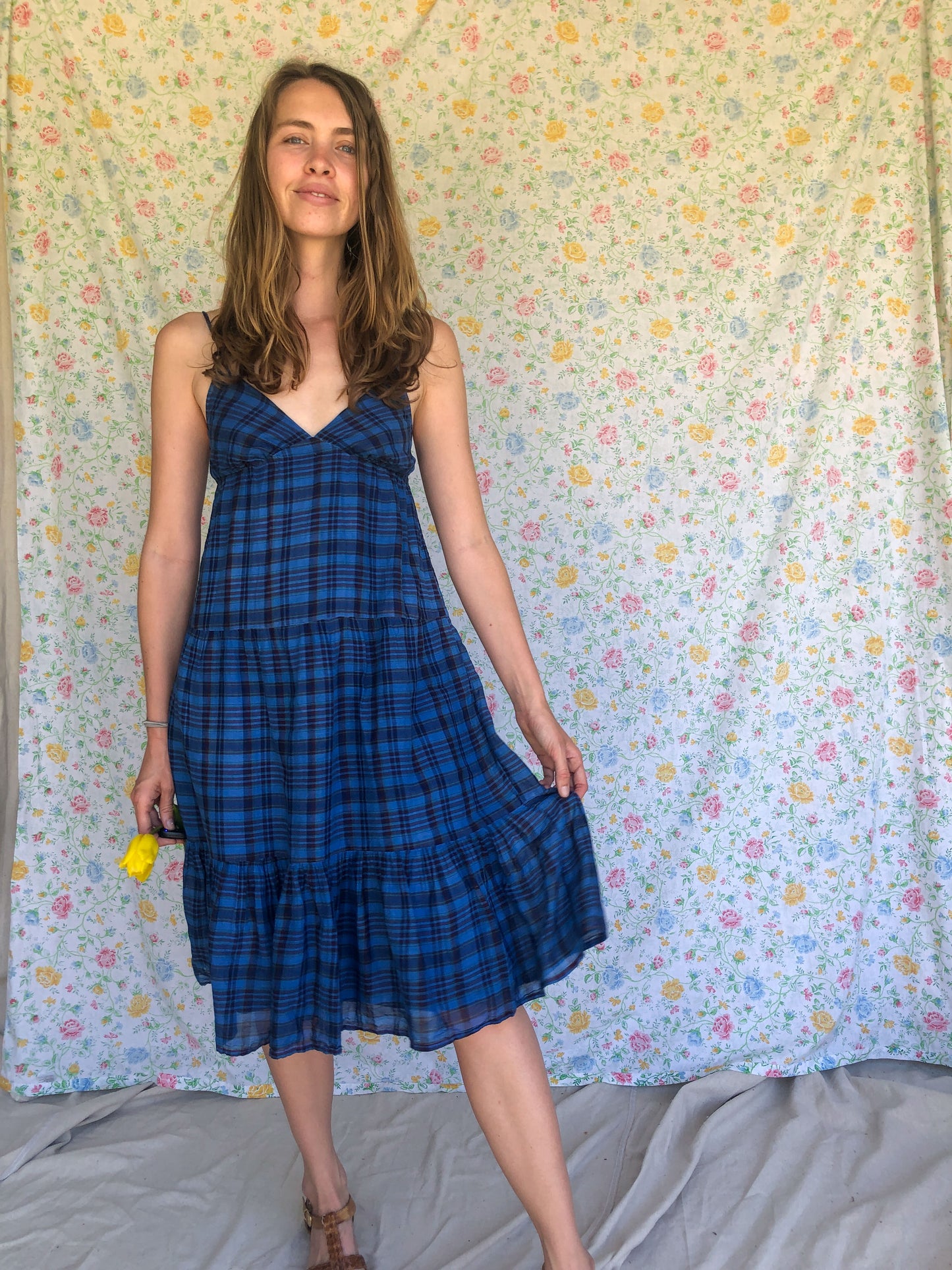 Indigo Plaid Summer Dress