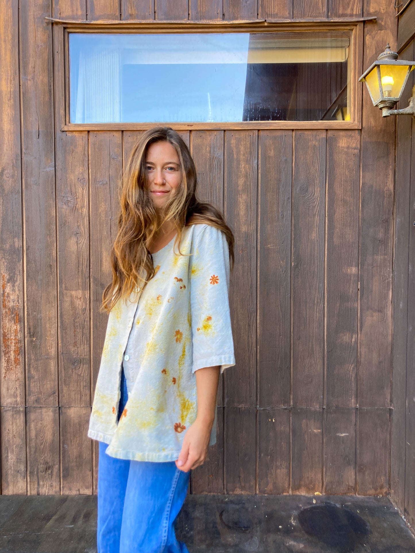 Indigo Bundle Dyed Button Up Blouse