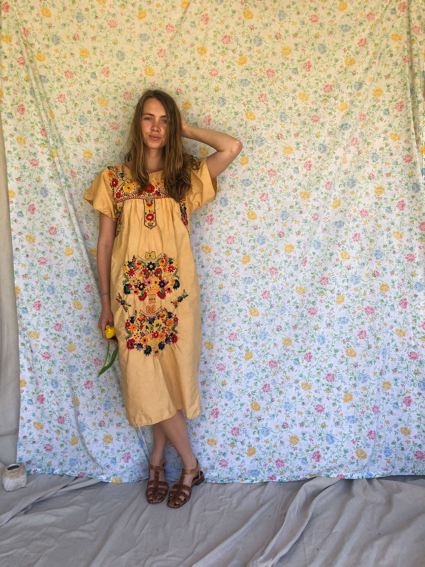 Homegrown Coreopsis Traditional Huipil Dress