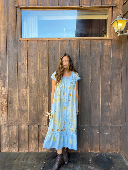 Indigo Bundle Dyed Embroidered Dress